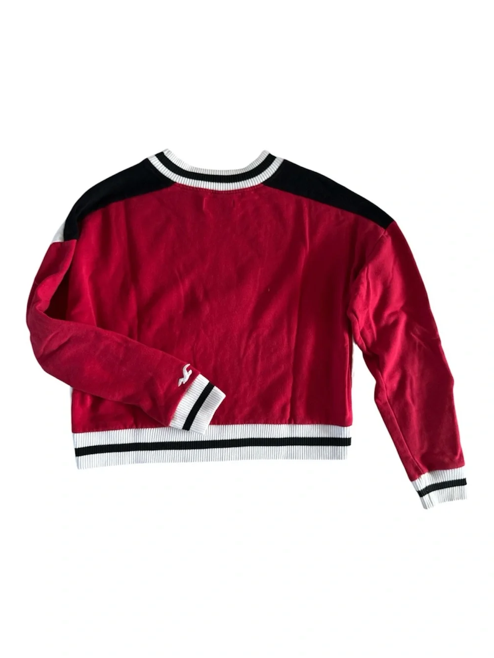 Hollister Colorblock Cropped Sweatshirt Red White Black XS